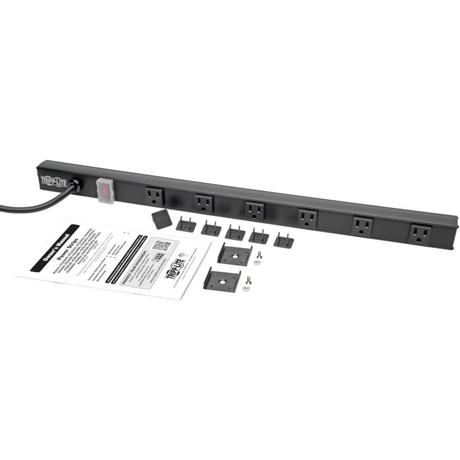 Tripp Lite 6-Outlet Power Strip, Right-Angle Nema 5-15R - 15A, 120V, 8 Ft. Cord, Right-Angle 5-15P Plug, 24 In.