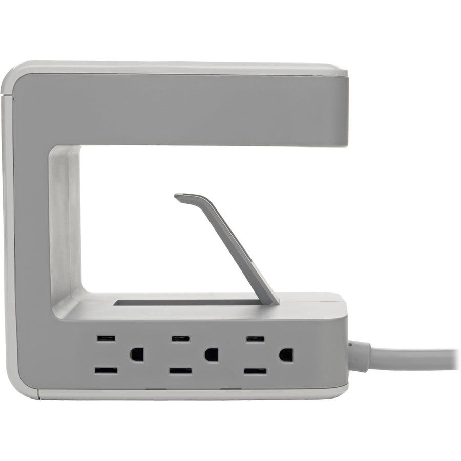 Tripp Lite 6-Outlet Surge Protector W/2 Usb-A (2.4A Shared) & 1 Usb-C (3A) - 8 Ft. Cord, 1080 Joules, Desk Clamp