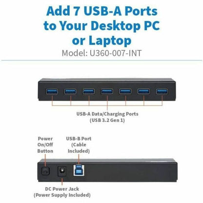 Tripp Lite 7-Port Usb-A Mini Hub - Usb 3.2 Gen 1, International Plug Adapters