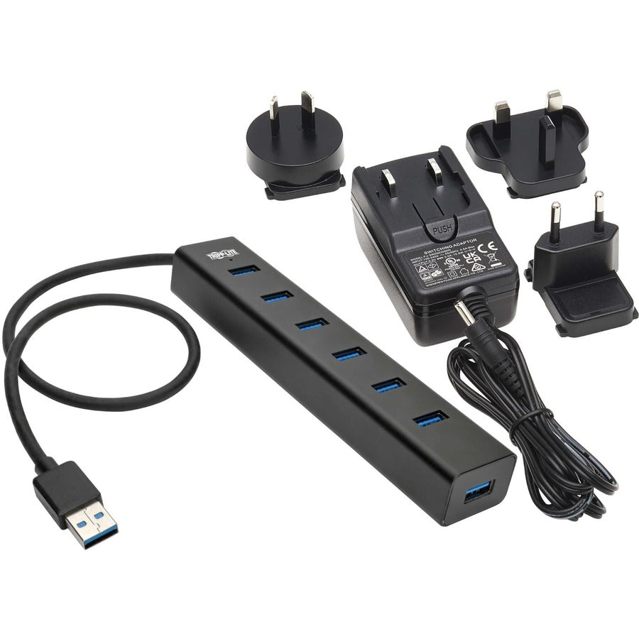 Tripp Lite 7-Port Usb-A Mini Hub - Usb 3.2 Gen 1, International Plug Adapters, Aluminum Housing