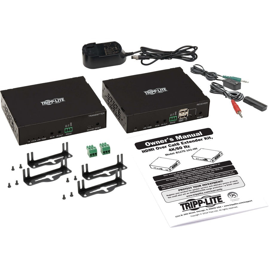 Tripp Lite B127E-1A1-Hh Hdmi Over Cat6 Extender Kit With Power Over Cable - 4K 60 Hz, 4:4:4, 328 Ft. (100 M)