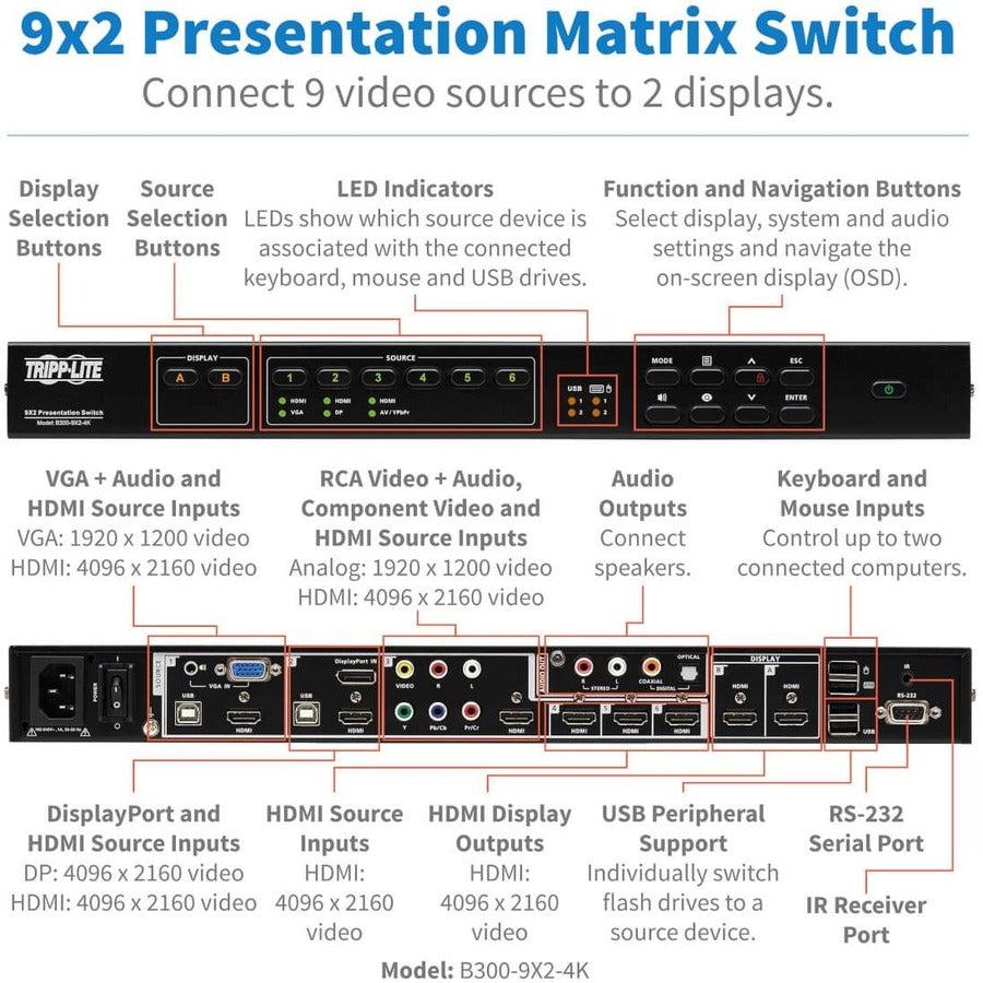 Tripp Lite B300-9X2-4K Matrix Switcher Media Presentation Matrix Switcher