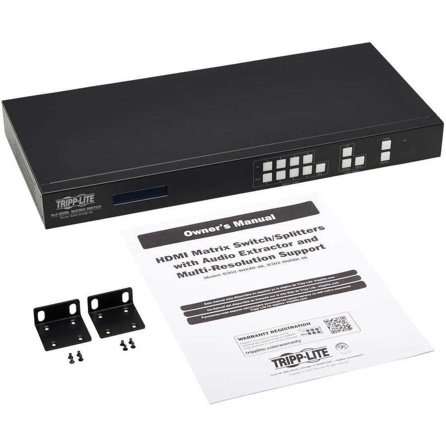 Tripp Lite B302-4Hx4H-4K 4X4 Hdmi Matrix Switch/Splitter With Audio Extractor, Remote Access And Multi-Resolution Support, 4K 60 Hz, Hdr