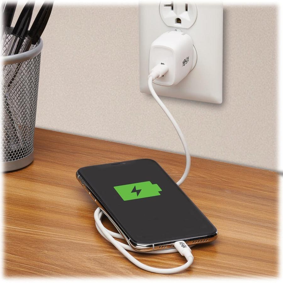 Tripp Lite Compact 1-Port Usb-C Wall Charger - Gan Technology, 20W Pd3.0 Charging, White