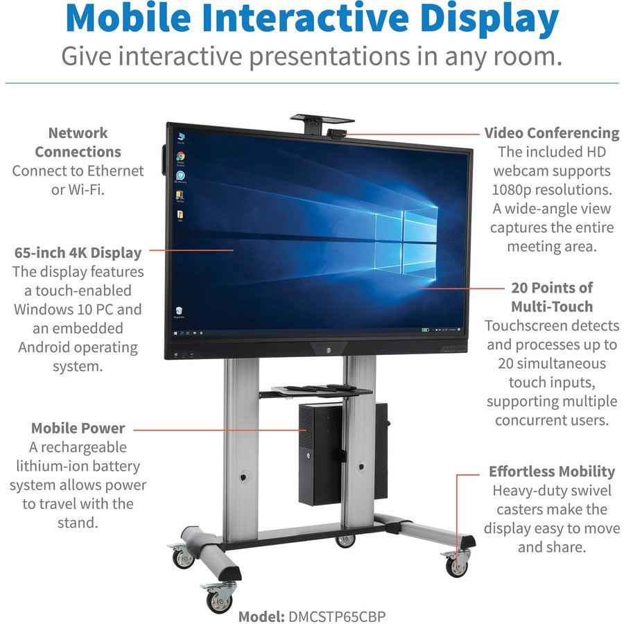 Tripp Lite Dmcstp65Cbp Mobile Interactive Display With Heavy-Duty Stand And Lithium-Ion Battery System, 4K, 65 In.