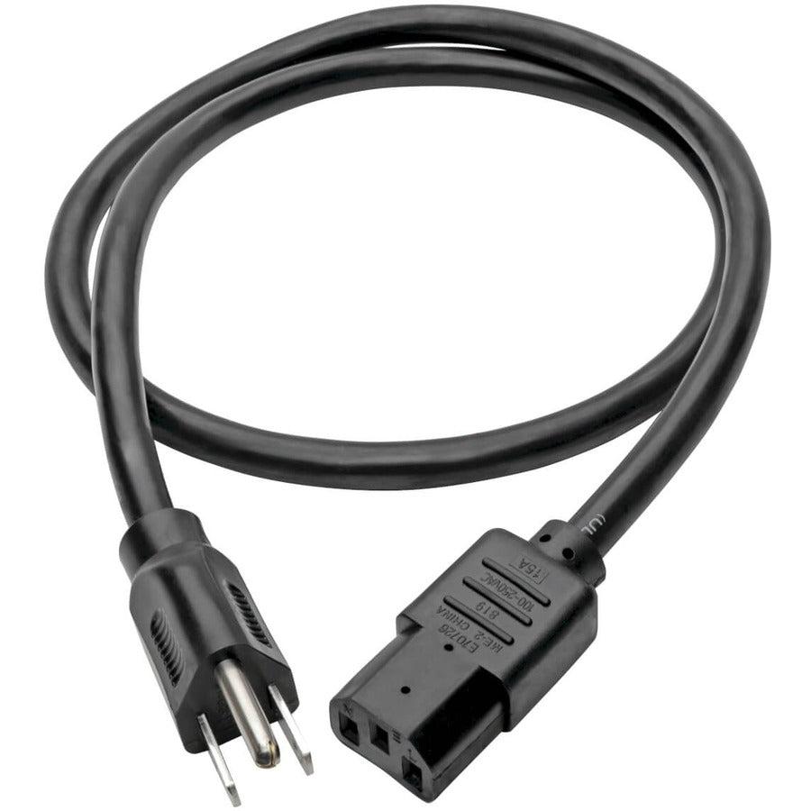 Tripp Lite Heavy-Duty Computer Power Cord Lead Cable, 15A, 14Awg (Nema 5-15P To Iec-320-C13), 0.91 M (3-Ft.)