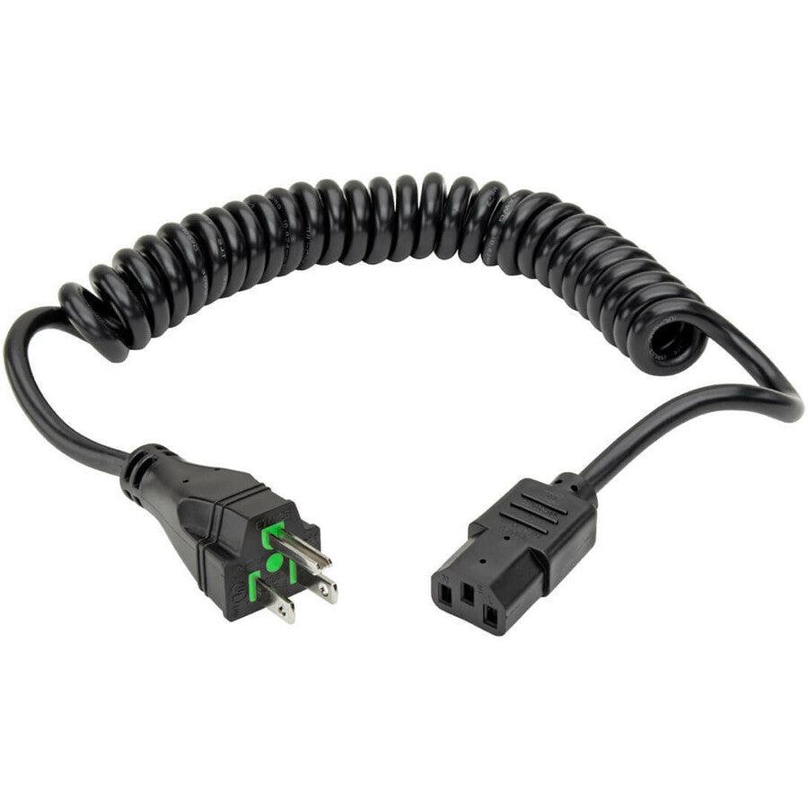 Tripp Lite Hospital-Grade Coiled Computer Power Cord Lead Cable, 10A, 18Awg (Nema 5-15P To Iec-320-C13), 2.43 M (8-Ft.)