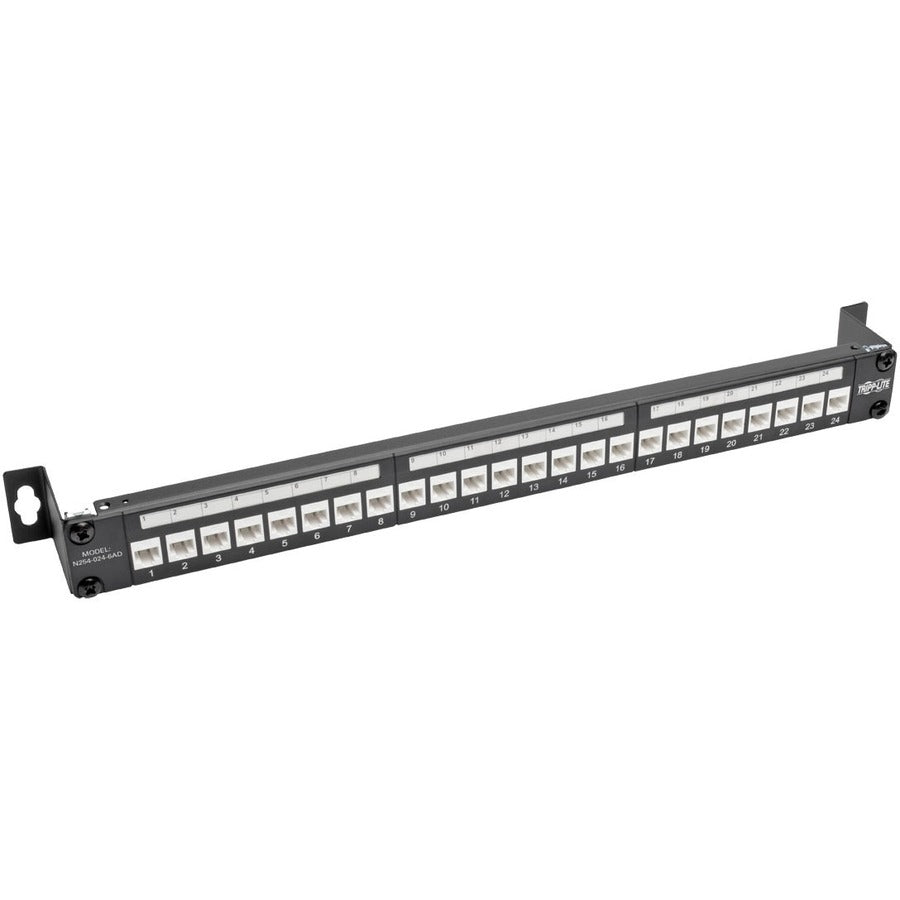 Tripp Lite N254-024-6Ad 24-Port 1U Rack-Mount Cat6A Feedthrough Patch Panel With 90-Degree Down-Angled Ports, Rj45 Ethernet, Taa