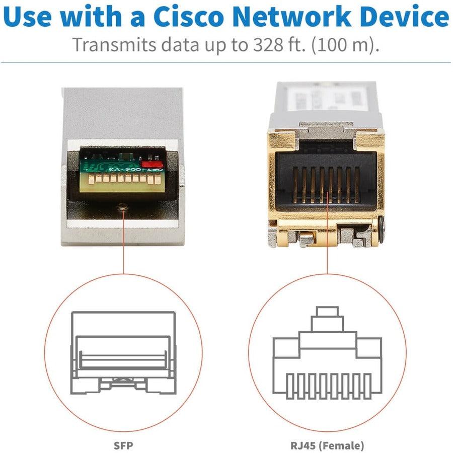 Tripp Lite N286-01Glc-Te Cisco-Compatible Glc-Te Sfp Transceiver - 10/100/1000Base-Tx, Copper, Rj45, Cat6, 328.08 Ft. (100 M)