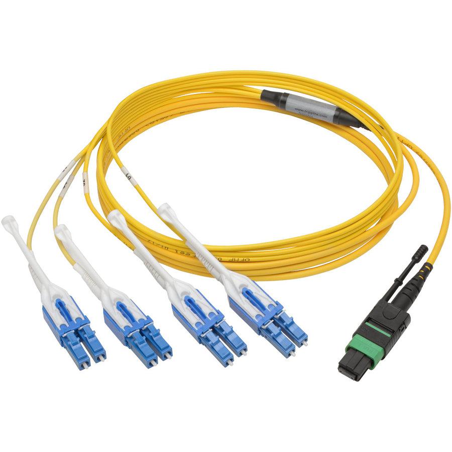 Tripp Lite N390-01M-8Lc-Ap Mtp/Mpo (Apc) To 4Xlc (Upc) Singlemode Breakout Patch Cable, 40/100 Gbe, Qsfp+ 40Gbase-Plr4, Plenum, Yellow, 1 M (3.3 Ft.)