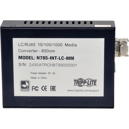 Tripp Lite N785-Int-Lc-Mm Gigabit Multimode Fiber To Ethernet Media Converter, 10/100/1000 Lc, International Power Supply, 850 Nm, 550M (1804.46 Ft.)