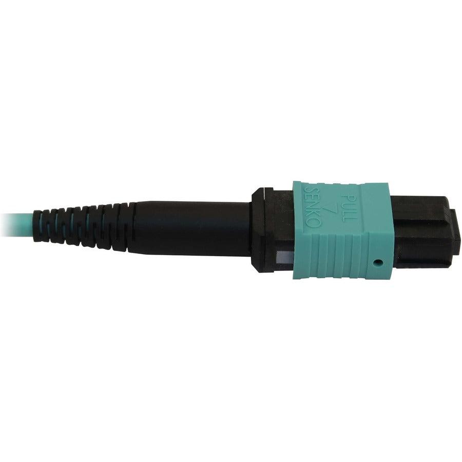 Tripp Lite N844B-01M-12-P 40/100/400G Multimode 50/125 Om3 Fiber Optic Cable (12F Mtp/Mpo-Pc F/F), Lszh, Aqua, 1 M (3.3 Ft.)