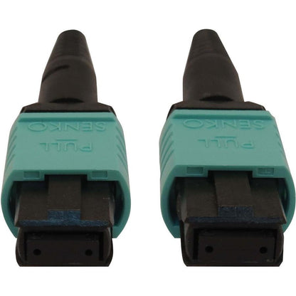 Tripp Lite N844B-01M-12-P 40/100/400G Multimode 50/125 Om3 Fiber Optic Cable (12F Mtp/Mpo-Pc F/F), Lszh, Aqua, 1 M (3.3 Ft.)