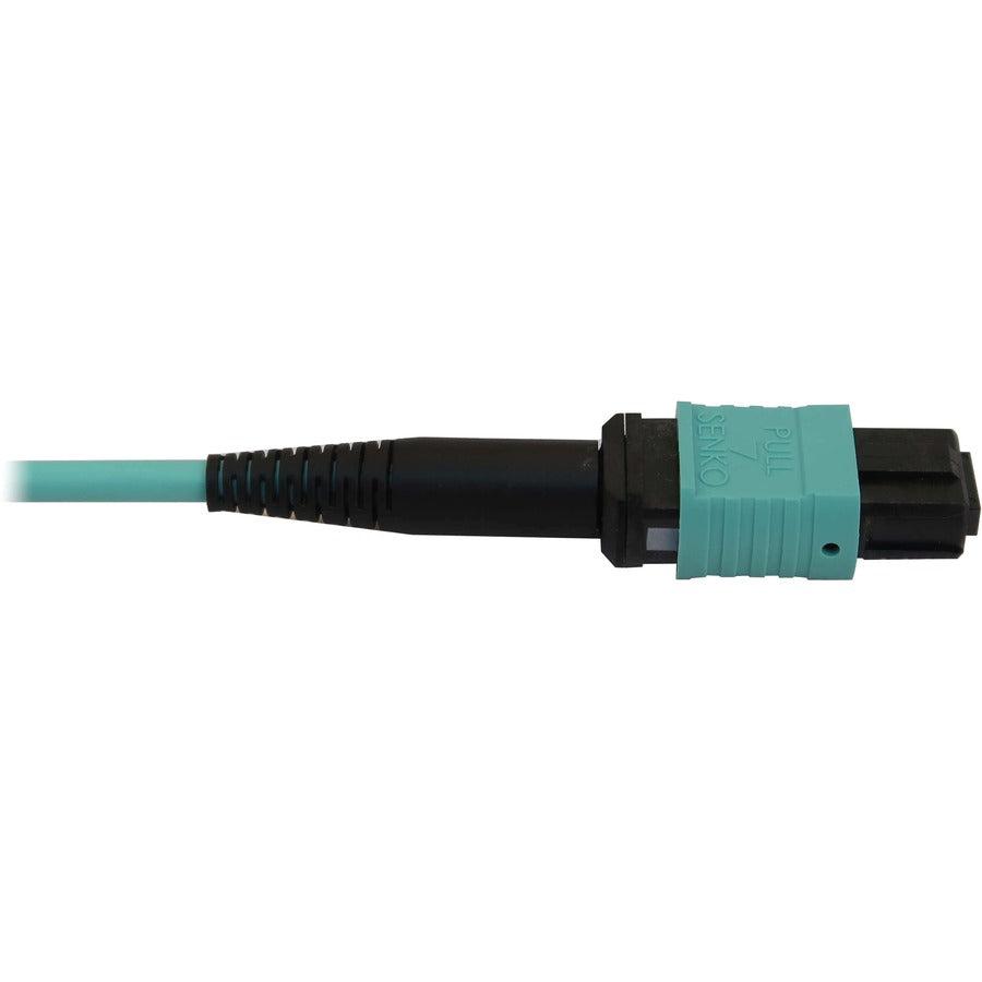 Tripp Lite N844X-01M-8L-P 40/100/400G Multimode 50/125 Om3 Fiber Optic Cable (12F Mtp/Mpo-Pc To 4X Duplex Lc/Pc F/M), Lszh, Aqua, 1 M (3.3 Ft.)