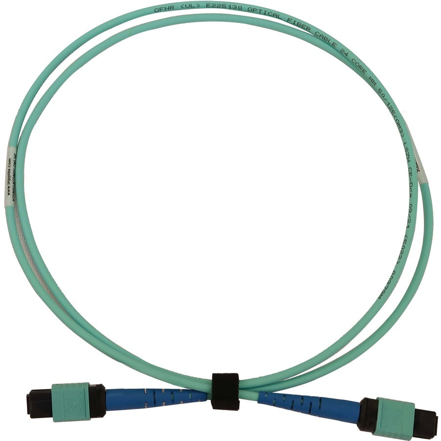 Tripp Lite N846B-01M-24-P 40/100/400G Multimode 50/125 Om3 Fiber Optic Cable (24F Mtp/Mpo-Pc F/F), Lszh, Aqua, 1 M (3.3 Ft.)