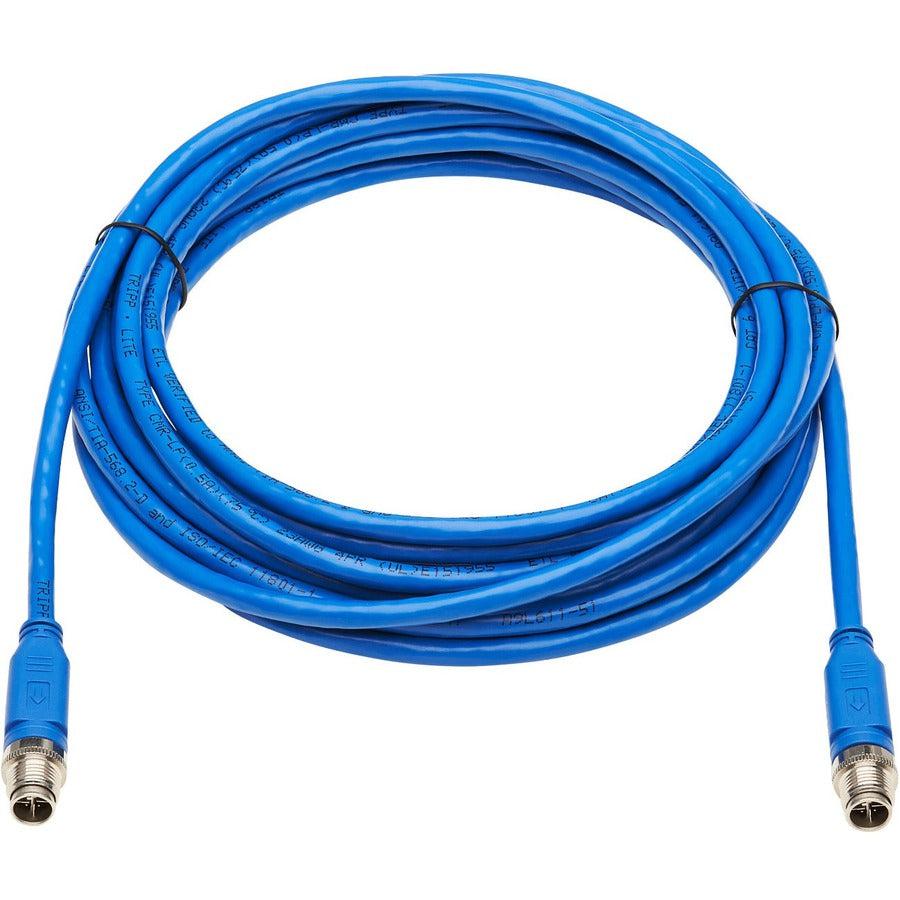 Tripp Lite Nm12-601-03M-Bl M12 X-Code Cat6 1G Utp Cmr-Lp Ethernet Cable (M/M), Ip68, Poe, Blue, 3 M (9.8 Ft.)