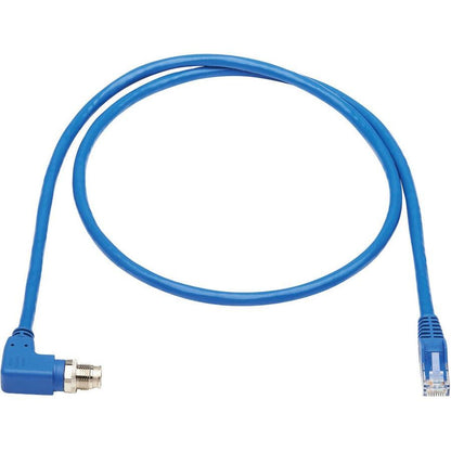 Tripp Lite Nm12-604-01M-Bl M12 X-Code Cat6 1G Utp Cmr-Lp Ethernet Cable (Right-Angle M12 M/Rj45 M), Ip68, Poe, Blue, 1 M (3.3 Ft.)