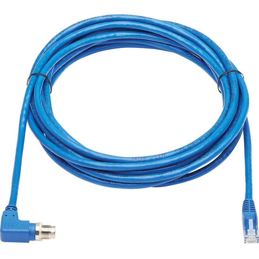 Tripp Lite Nm12-604-03M-Bl M12 X-Code Cat6 1G Utp Cmr-Lp Ethernet Cable (Right-Angle M12 M/Rj45 M), Ip68, Poe, Blue, 3 M (9.8 Ft.)