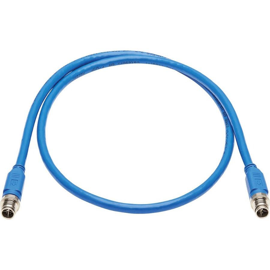 Tripp Lite Nm12-6A1-02M-Bl M12 X-Code Cat6A 10G F/Utp Cmr-Lp Shielded Ethernet Cable (M/M), Ip68, Poe, Blue, 2 M (6.6 Ft.)