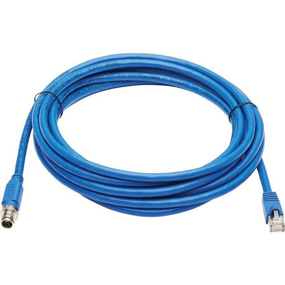 Tripp Lite Nm12-6A2-03M-Bl M12 X-Code Cat6A 10G F/Utp Cmr-Lp Shielded Ethernet Cable (M12 M/Rj45 M), Ip68, Poe, Blue, 3 M (9.8 Ft.)