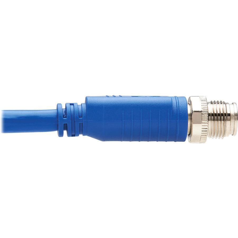 Tripp Lite Nm12-6A3-01M-Bl M12 X-Code Cat6A 10G F/Utp Cmr-Lp Shielded Ethernet Cable (Right-Angle M/M), Ip68, Poe, Blue, 1 M (3.3 Ft.)