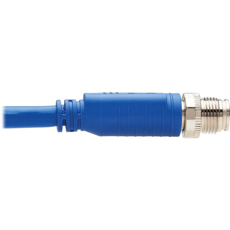 Tripp Lite Nm12-6A3-05M-Bl M12 X-Code Cat6A 10G F/Utp Cmr-Lp Shielded Ethernet Cable (Right-Angle M/M), Ip68, Poe, Blue, 5 M (16.4 Ft.)