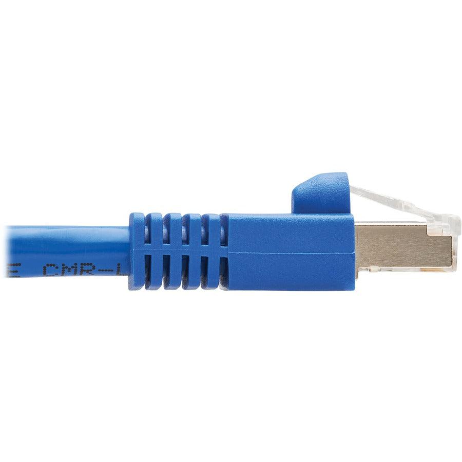 Tripp Lite Nm12-6A4-01M-Bl M12 X-Code Cat6A 10G F/Utp Cmr-Lp Shielded Ethernet Cable (Right-Angle M12 M/Rj45 M), Ip68, Poe, Blue, 1 M (3.3 Ft.)