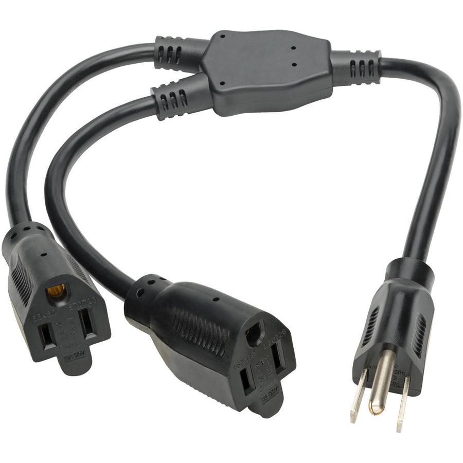 Tripp Lite P024-18N-13A-2R 0 Reviews Standard Power Extension Cord Y Splitter Cable, 13A, 16Awg (Nema 5-15P To 2X Nema 5-15R), 18-In.