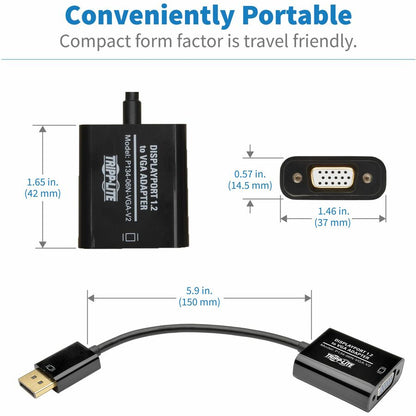 Tripp Lite P134-06N-Vga-V2 Displayport To Vga Active Adapter Video Converter , Dp Ver 1.2 (M/F), 6-In. (15.24 Cm)