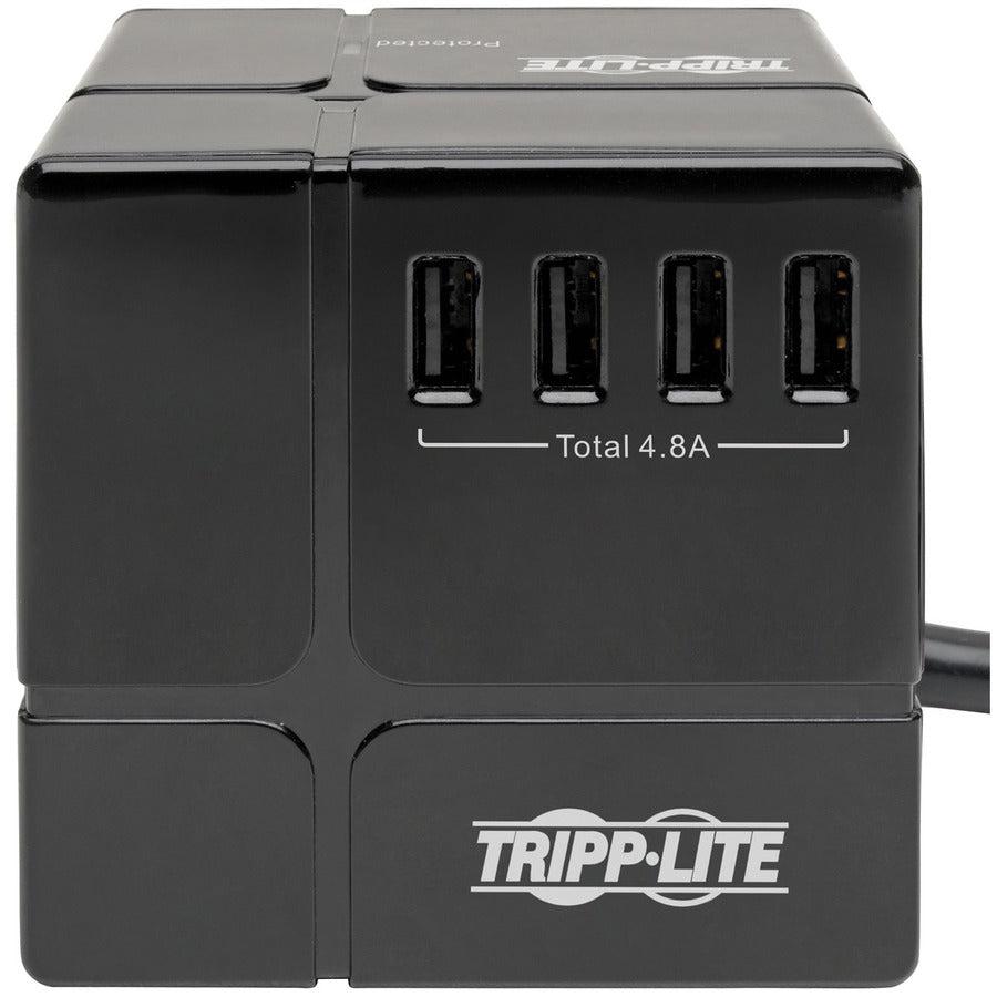 Tripp Lite Protect It! 3-Outlet Power Cube Surge Protector - 6 Usb-A Ports (7.2A Shared), 6 Ft. Cord, 540 Joules, Black
