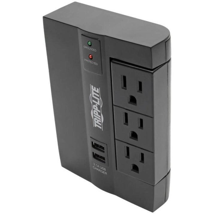 Tripp Lite Protect It! 6-Outlet Surge Protector With 3 Rotatable Outlets – Direct Plug-In, 1080 Joules, 2 Usb Ports