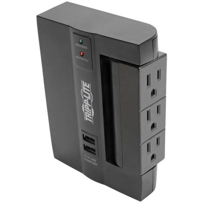 Tripp Lite Protect It! 6-Outlet Surge Protector With 3 Rotatable Outlets – Direct Plug-In, 1080 Joules, 2 Usb Ports