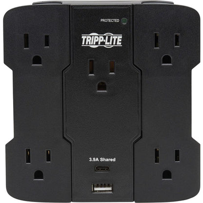 Tripp Lite Safe-It 5-Outlet Surge Protector - Usb-A/Usb-C Ports, 5-15P Direct Plug-In, 1050 Joules, Antimicrobial Protection, Black