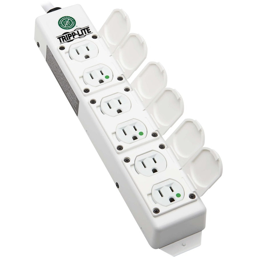 Tripp Lite Safe-It Ul 2930 Medical-Grade Power Strip For Patient Care Vicinity, 6 Hospital-Grade Outlets, Safety Covers, Antimicrobial, 15 Ft. Cord, Dual Ground