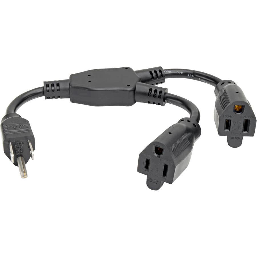 Tripp Lite Standard Power Extension Cord Y Splitter Cable, 10A, 18Awg (Nema 5-15P To 2X Nema 5-15R), 1-Ft.