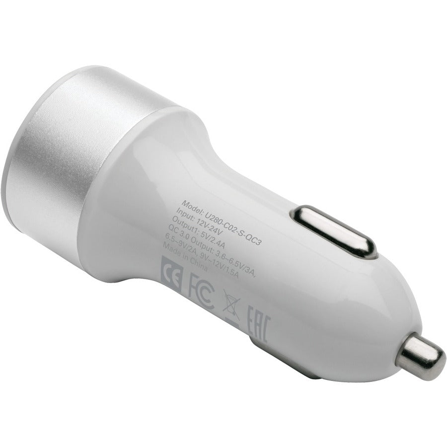 Tripp Lite U280-C02-S-Qc3 Dual-Port Usb Car Charger For Tablets And Cell Phones With Qualcomm Quick Charge 3.0 Technology