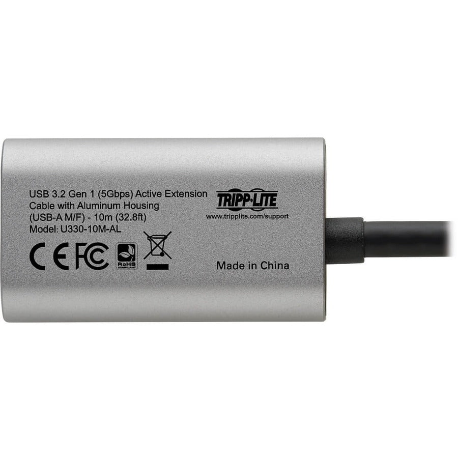 Tripp Lite U330-10M-Al Usb 3.2 Gen 1 Active Extension Repeater Cable (M/F), Aluminum Housing, 10 M (32.8 Ft.)