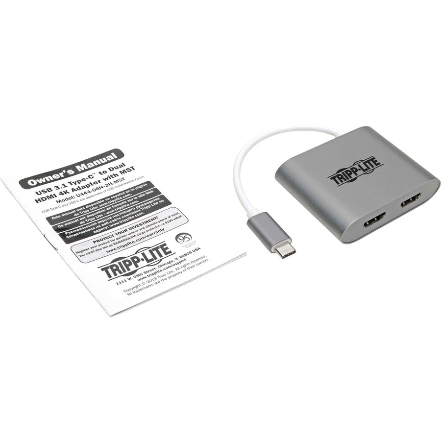 Tripp Lite U444-06N-2H-Mst Usb-C Adapter, Dual Hdmi 4K Mst Adapter (M/2Xf), Gray