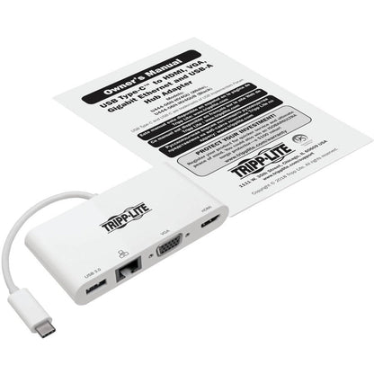 Tripp Lite U444-06N-Hv4Gu Usb-C Multiport Adapter - 4K Hdmi, Vga, Usb-A, Gbe, Hdcp, White