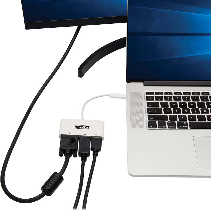 Tripp Lite U444-06N-Hvdpw Usb-C Triple Display Adapter, 4K 60Hz Hdmi, Displayport And Vga With Mst