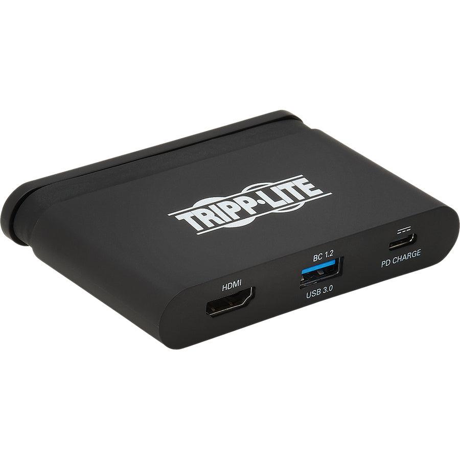 Tripp Lite U444-T6N-H4Ubc Usb-C Multiport Adapter - 4K Hdmi, Usb-A, Self-Storing Cable, 100W Pd Charging, Black