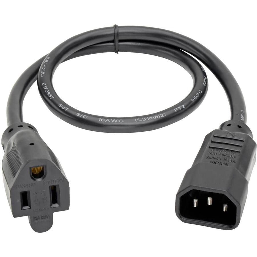 Tripp Lite Universal Ac Power Adapter Cord Lead Cable, 10A, 18Awg (Iec-320-C14 To Nema 5-15R), 0.61 M (2-Ft.)