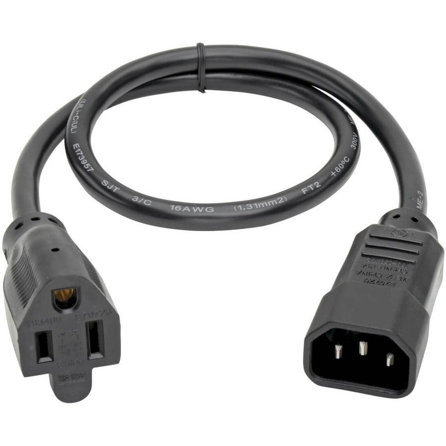 Tripp Lite Universal Ac Standard Computer Power Adapter Cord Lead Cable, 13A, 16Awg (Iec-320-C14 To Nema 5-15R), 0.61 M (2-Ft.)