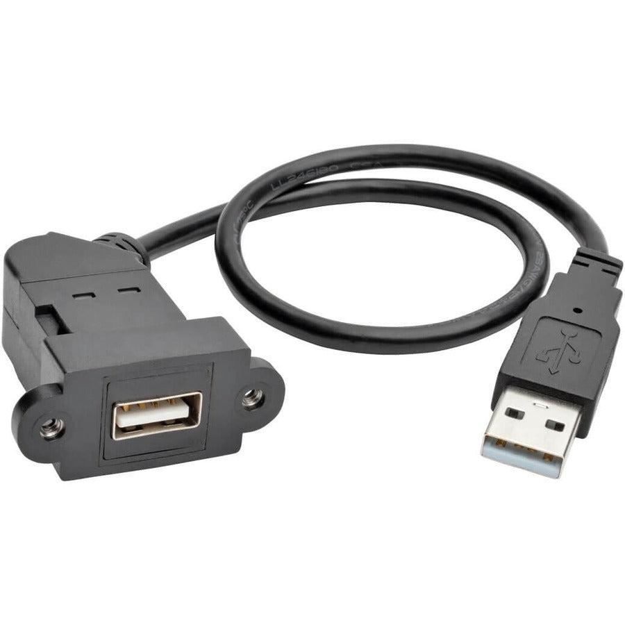 Tripp Lite Usb 2.0 Hi-Speed All-In-One Keystone/Panel Mount Extension Cable (M/F), Angled Connector, 0.31 M (1-Ft.)