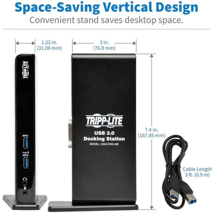 Tripp Lite Usb 3.0 Laptop Dual Head Docking Station - Hdmi And Dvi Video, Audio, Usb Hub Ports And Ethernet