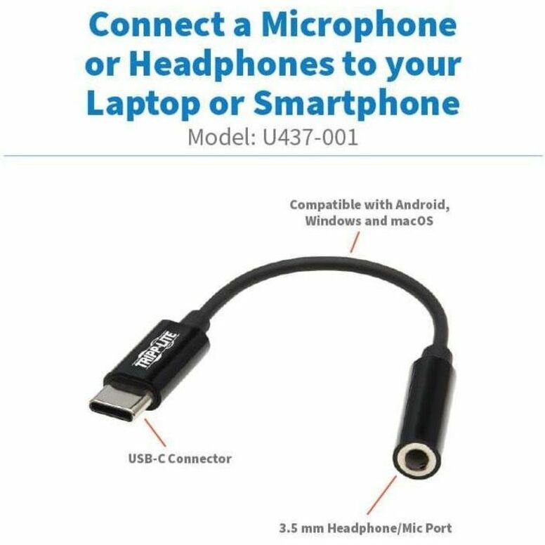 Tripp Lite Usb-C To 3.5 Mm Headphone Jack Adapter Audio Adapter