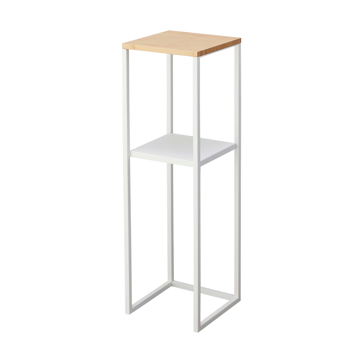 Two-Tier Display & Storage Shelf (31.5" H) - Steel + Wood