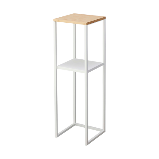 Two-Tier Display & Storage Shelf (31.5" H) - Steel + Wood