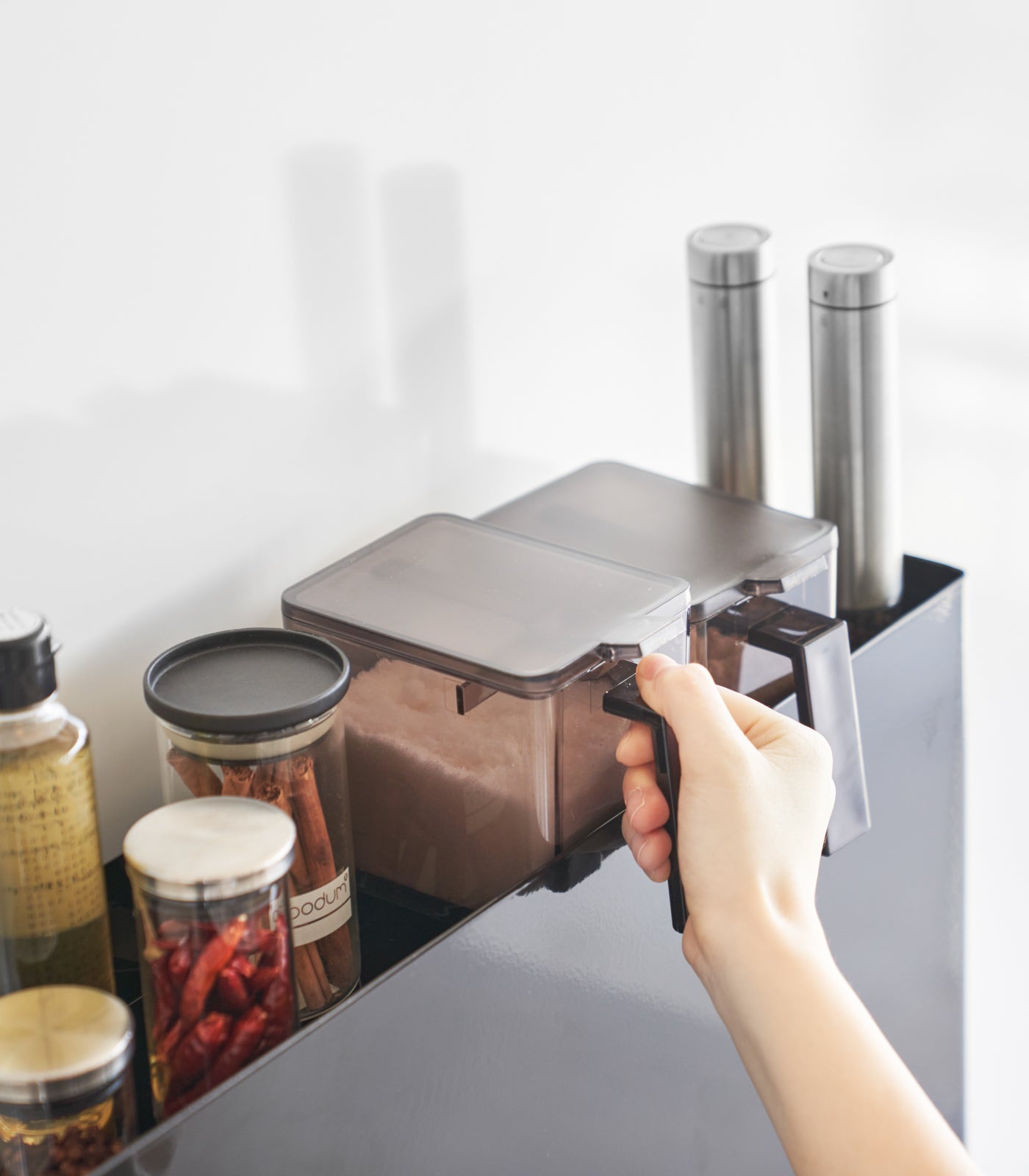 Two-Tier Sliding Drawer Seasoning Rack - Steel