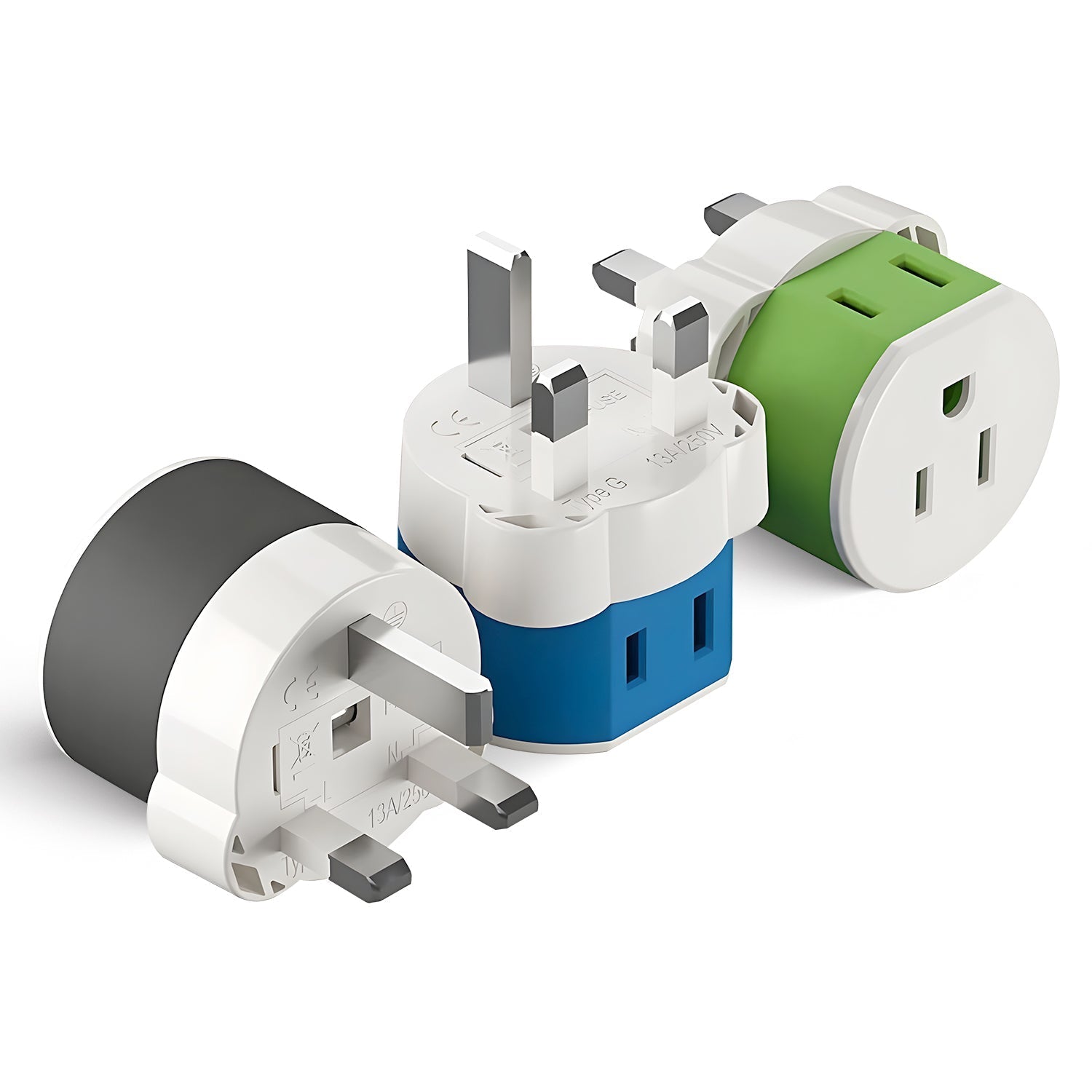 UK, Dubai Travel Adapter - 2 in 1 - Type G - Compact Design (US-7)